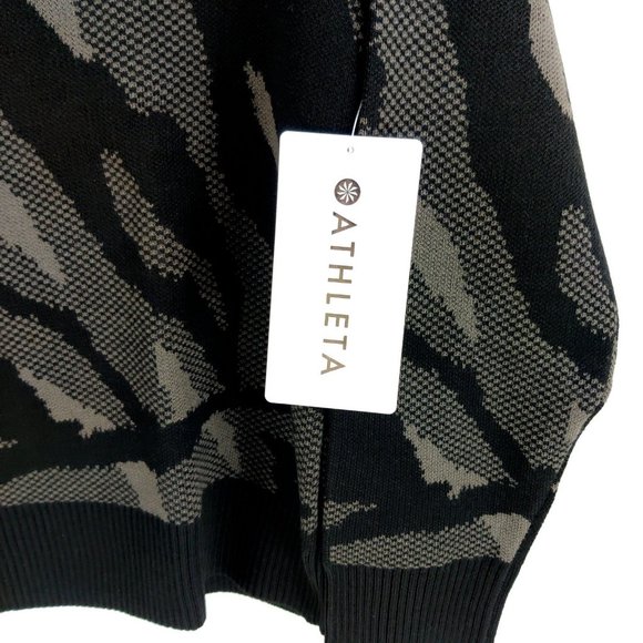 Athleta Jacquard Wool Blend Black & Brown Camo Sweater - Picture 2 of 6